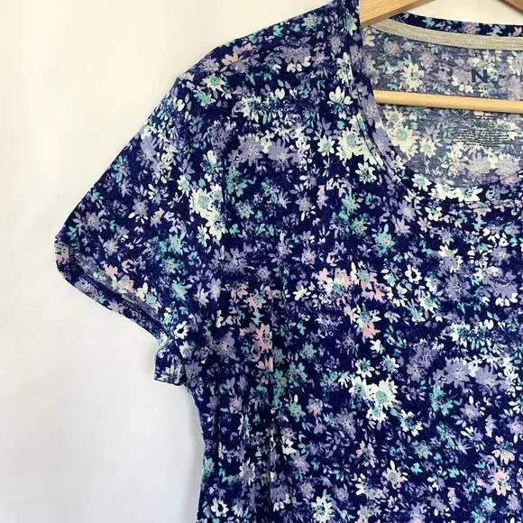 Natori women's size medium blue purple floral short sleeved nightgown sleepwear - Picture 2 of 6